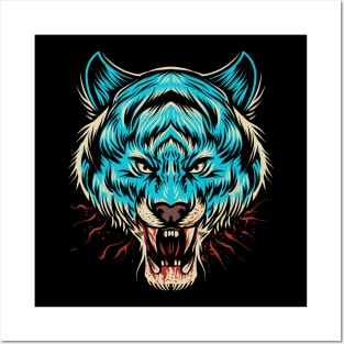 Blue tiger head Posters and Art